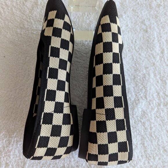 Vivaia square-toe v-cut (Margot 2.0) checkered flats  Sz 37 - Picture 8 of 10